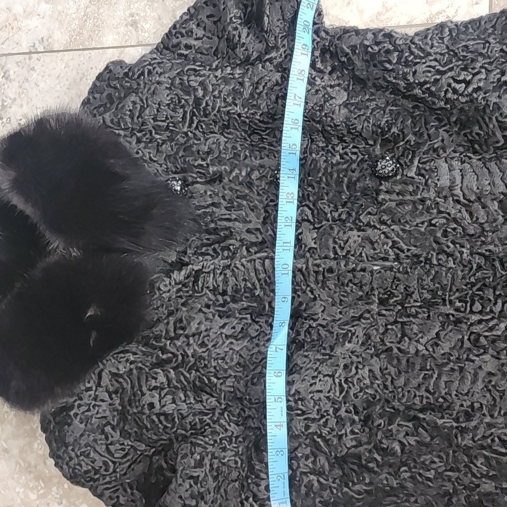 VINTAGE REAL FUR PERSIAN LAMB FOX FUR COLLAR LINED COAT EUC - Picture 12 of 15